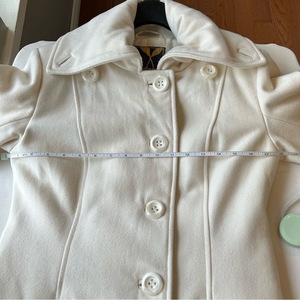 Foxy Jeans Single Breasted Button Up Wool Trench Coat Jacket Womens Size M - Picture 7 of 10